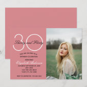 Foto 30e verjaardag Dertig vruchtroze verjaardag Kaart (Voorkant / Achterkant)