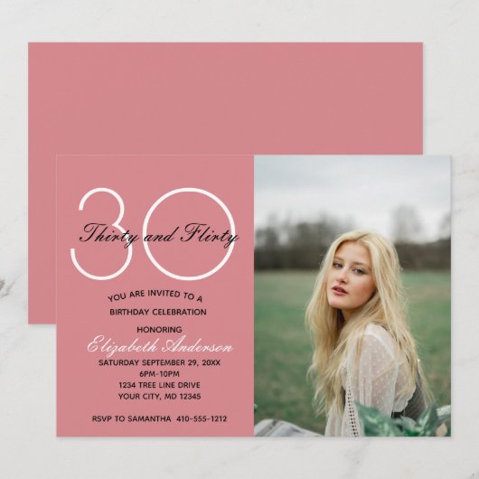 Foto 30e verjaardag Dertig vruchtroze verjaardag Kaart (Voorkant / Achterkant)