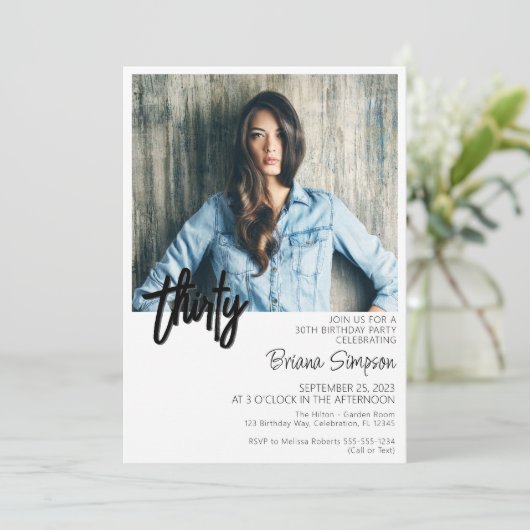Foto 30e verjaardag uitnodiging (Staand voorkant)