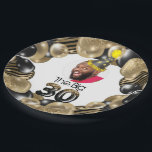 Foto 30th Birthday - persoonlijk Papieren Bordje<br><div class="desc">Eenvoudig modern 30th Birthday Foto Black Gold-ontwerp. U kunt foto gemakkelijk veranderen, en als u op Klik gaat om verder aan te passen kunt u het Pet van de Dagen van de Verjaardag bewegen aangezien het voor u werkt. Overeenkomende producten zijn te vinden in het 30e Collectie op de geboorte....</div>