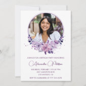 Foto 31e verjaardagsuitnodiging Paarse Bloemen Kaart (Voorkant)