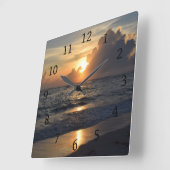 Foto 35 Ocean Sunset Vierkante Klok (Hoek)