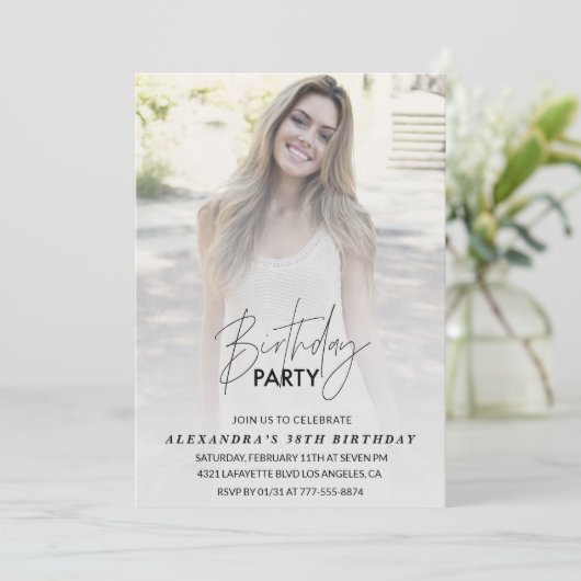 Foto 38e verjaardag uitnodiging Verjaardagsfeest (Staand voorkant)