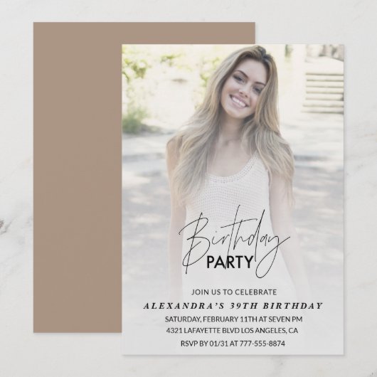 Foto 39e verjaardag uitnodiging Verjaardagsfeest (Voorkant / Achterkant)