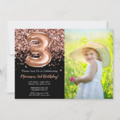 Foto 3e Black Roos Gold Glitter Verjaardag Kaart (Voorkant)