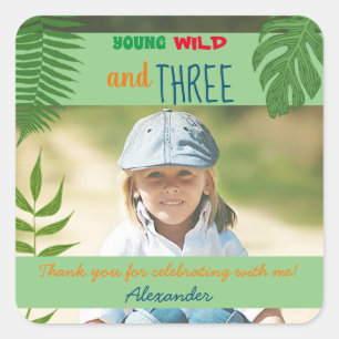 Foto 3e verjaardag dank u vierkante sticker