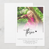 Foto 3rd Birthday Three Heart Cute Lovely Kaart (Voorkant / Achterkant)