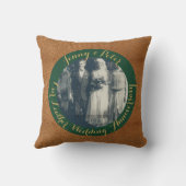 Foto 3rd Wedding Jubileum Leather Afbeelding Throw Kussen (Achterkant)