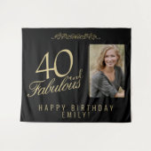 Foto 40 en Fabulous 40th Birthday Backdrop Wandkleed (Voorkant (horizontaal))