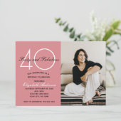 Foto 40 en Fabulous Pink Birthday Kaart (Staand voorkant)