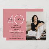 Foto 40 en Fabulous Pink Birthday Kaart (Voorkant / Achterkant)