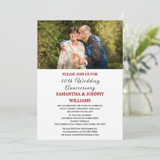 Foto 40e bruiloft Jubileum Ruby Kaart (Staand voorkant)