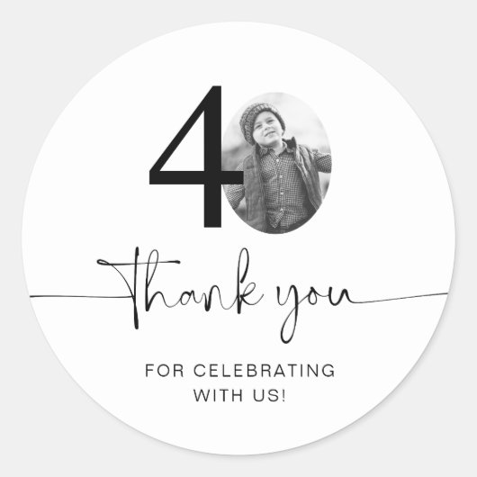 Foto 40e verjaardag ronde sticker (Voorkant)