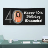 Foto 40e Verjaardagsfeestbanner Zwart-wit Spandoek (Beurs)