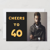 Foto 40e verjaardagsfeestje: gouden ballontekst kaart (Voorkant)