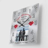 Foto 40th Wedding Jubileum Traditional Gift Vierkante Klok (Hoek)