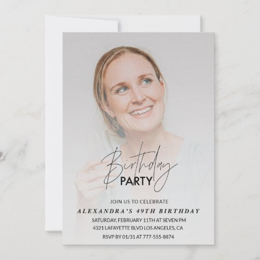 Foto 49e verjaardag uitnodiging Verjaardagsfeestje (Voorkant)