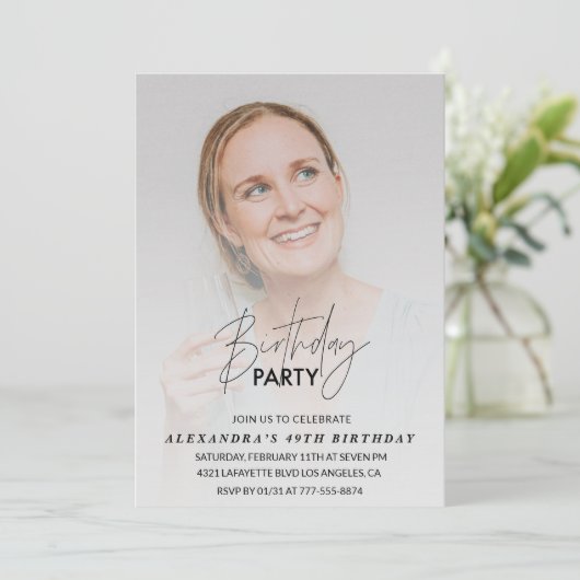 Foto 49e verjaardag uitnodiging Verjaardagsfeestje (Staand voorkant)