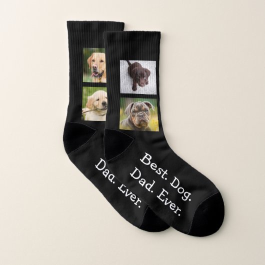 Foto 4 Best Dog Dad Ever Collage op Black Sokken (Paar)
