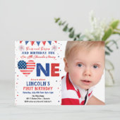 FOTO - 4 juli 1e verjaardag Uitnodiging (Staand voorkant)