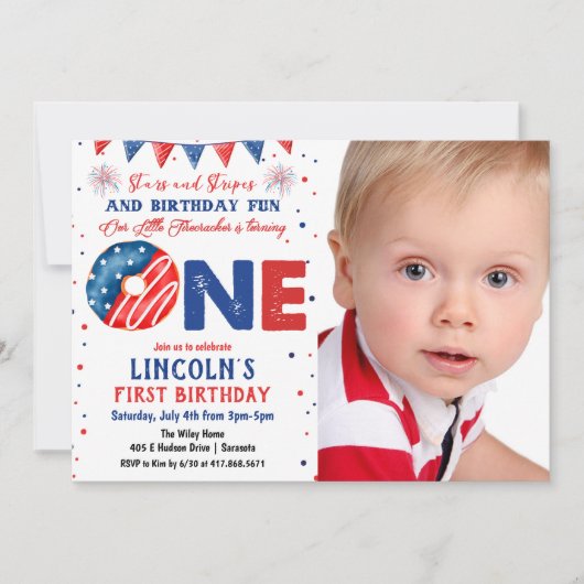 FOTO - 4 juli 1e verjaardag Uitnodiging (Voorkant)