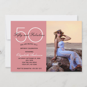 Foto 50 en Fabulous Pink Birthday Invitation Kaart