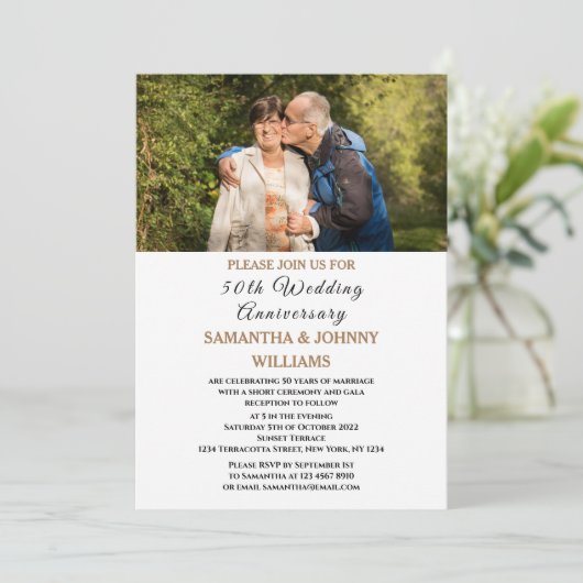 Foto 50e bruiloft Jubileum Gold Kaart (Staand voorkant)