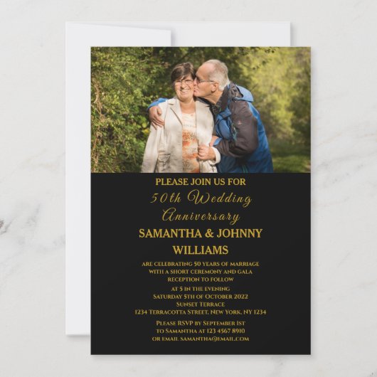 Foto 50e bruiloft Jubileum Gold Kaart (Voorkant)