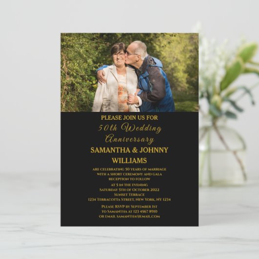 Foto 50e bruiloft Jubileum Gold Kaart (Staand voorkant)