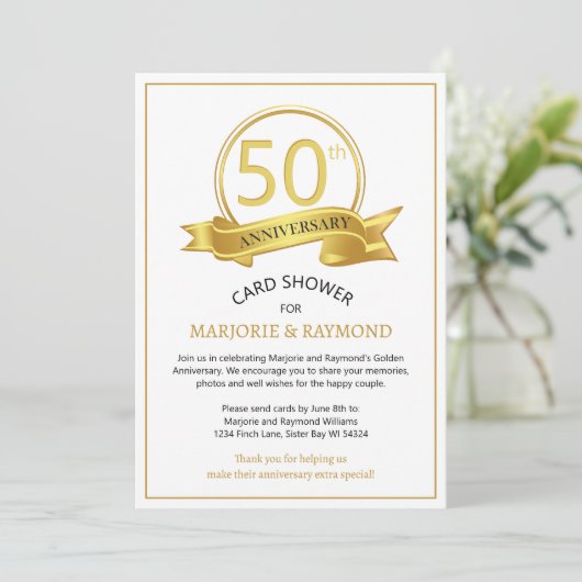Foto 50e Jubileum Kaart Shower Invitation (Staand voorkant)