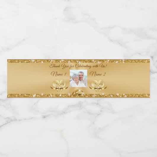 Foto 50e Jubileum waterflesetiketten Waterfles Etiket (Enkel label)