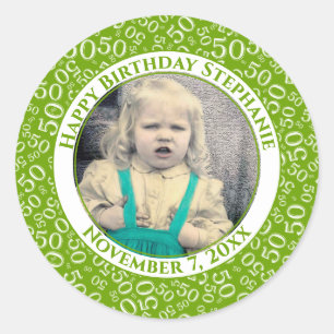 Foto 50e Partij Willekeurige Nummer Patroon Groen Ronde Sticker
