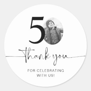 Foto 50e verjaardag Bedankt Ronde Sticker