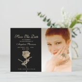 Foto 50e Verjaardag Chic Zwart Save The Date (Staand voorkant)