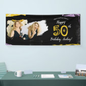 Foto 50e verjaardag Party Banner Zwart Goud (Beurs)