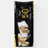 Foto 50e verjaardag Party Banner Zwart Goud (Verticaal)