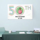 Foto 50e Verjaardag Retro  Rainbow Numeral Spandoek (Beurs)