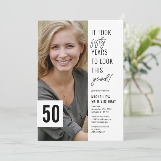 Foto 50e verjaardag van de uitnodiging van de 50e  (Staand voorkant)