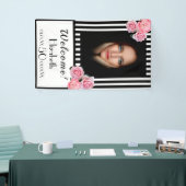 Foto 50e verjaardag zwarte witte strepen florals spandoek (Beurs)