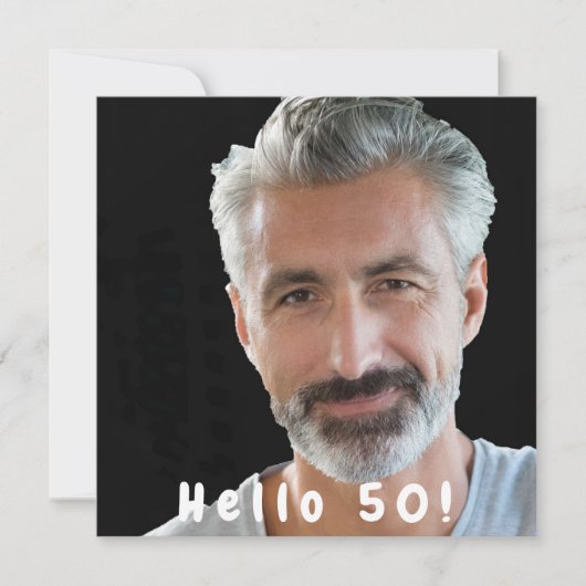 Foto 50e verjaardagsfeest hallo 50 man zwart kaart (Voorkant)