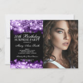 FOTO 50e verrassingsdag Paarse glam licht Kaart (Voorkant)
