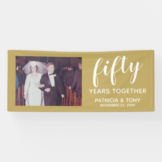Foto 50ste bruiloft Jubileum Virtual Celebration Spandoek (Horizontaal)