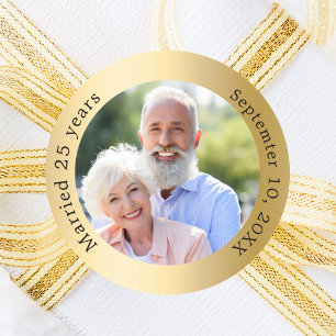 Foto 50ste gouden huwelijksjubileum ronde sticker