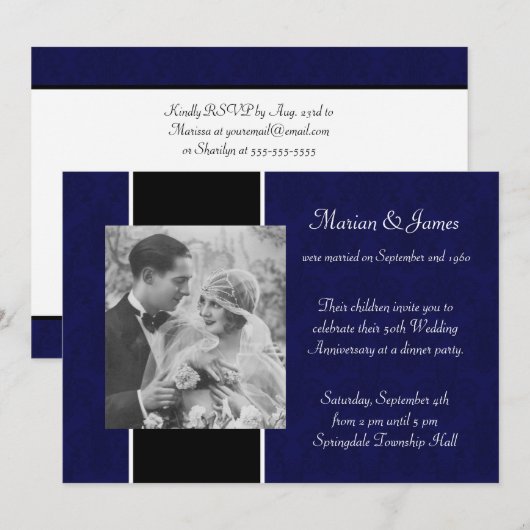 Foto 50ste huwelijksverjaardagsfeestje kaart (Voorkant / Achterkant)