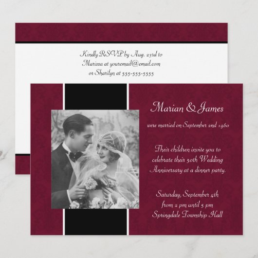 Foto 50ste huwelijksverjaardagsfeestje kaart (Voorkant / Achterkant)