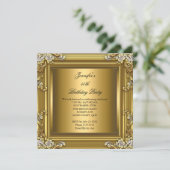 Foto 50th Birthday Party Elegant Gold Black Kaart (Staand voorkant)