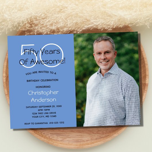 Foto 50th Birthday Party Invitation for Him Kaart