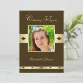 Foto 55e verjaardag Party uitnodiging bruin (Staand voorkant)