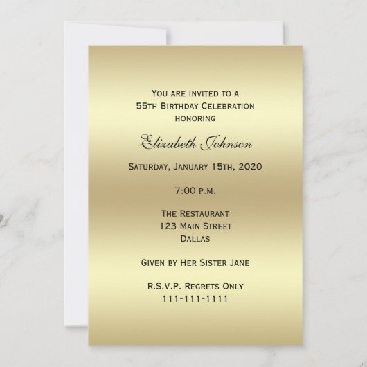 Foto 55e verjaardag Party uitnodiging bruin (Achterkant)