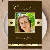 Foto 55e verjaardag Party uitnodiging bruin